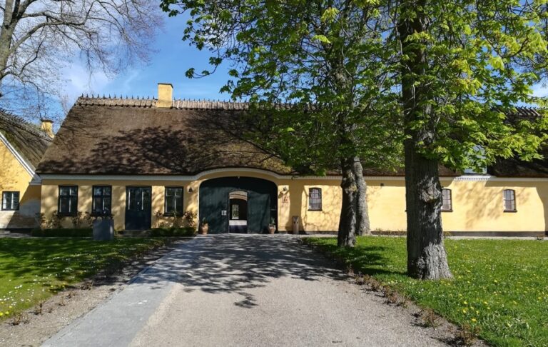 Klassisk dansk bondehus med stråtag — typisk hus på Vestegnen som bevares med omhyggelig tagrenovering